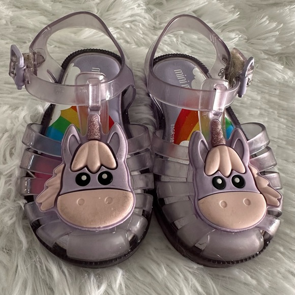 Mini Melissa Unicorn toddler sandals shoes sz 6 - Picture 2 of 5